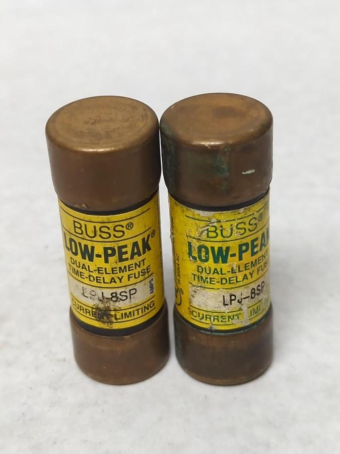 Used COOPER BUSSMANN,LPJ-8SP,LOW-PEAK 8 AMP FUSE LOT OF 2 PRE-OWNED