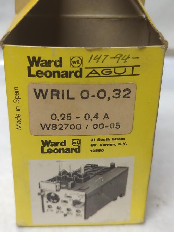 WARD LEONARD,WRIL 0-0,32,OVERLOAD RELAY .25 TO .4A NOS