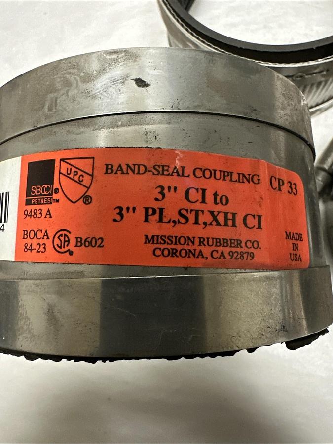 Mission,B70,3" Pipe Coupling No Hub LOT of 3