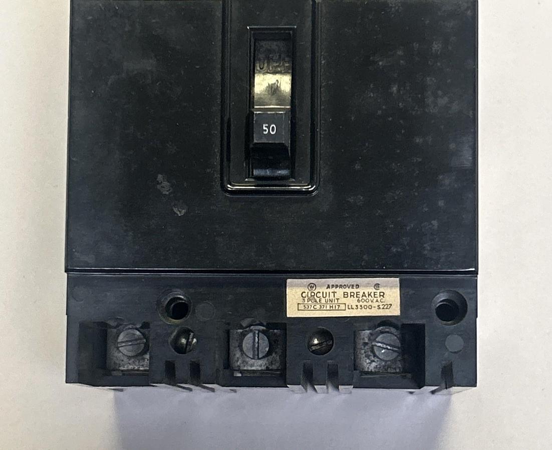Used WESTINGHOUSE,FA3050S,CIRCUIT BREAKER 50A 600V 3P
