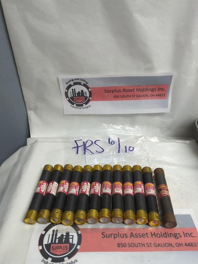 Used COOPER BUSSMANN,FRS-6/10,FUSETRON 6/10 AMP FUSE LOT OF 12 PRE-OWNED