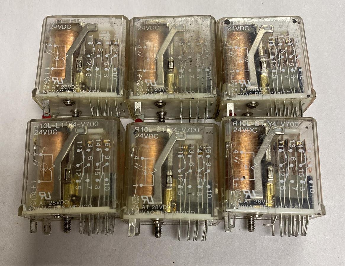 Used Potter Brumfield,R10L-E1-Y4-V700,RELAY LOT OF 6