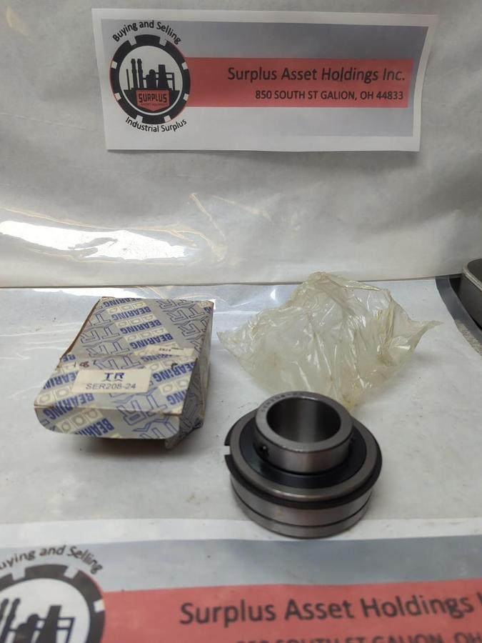 TR BEARINGS,SER 208-24,INSERT BALL BEARING WITH SNAP RING AND LOCKING COLLAR NOS