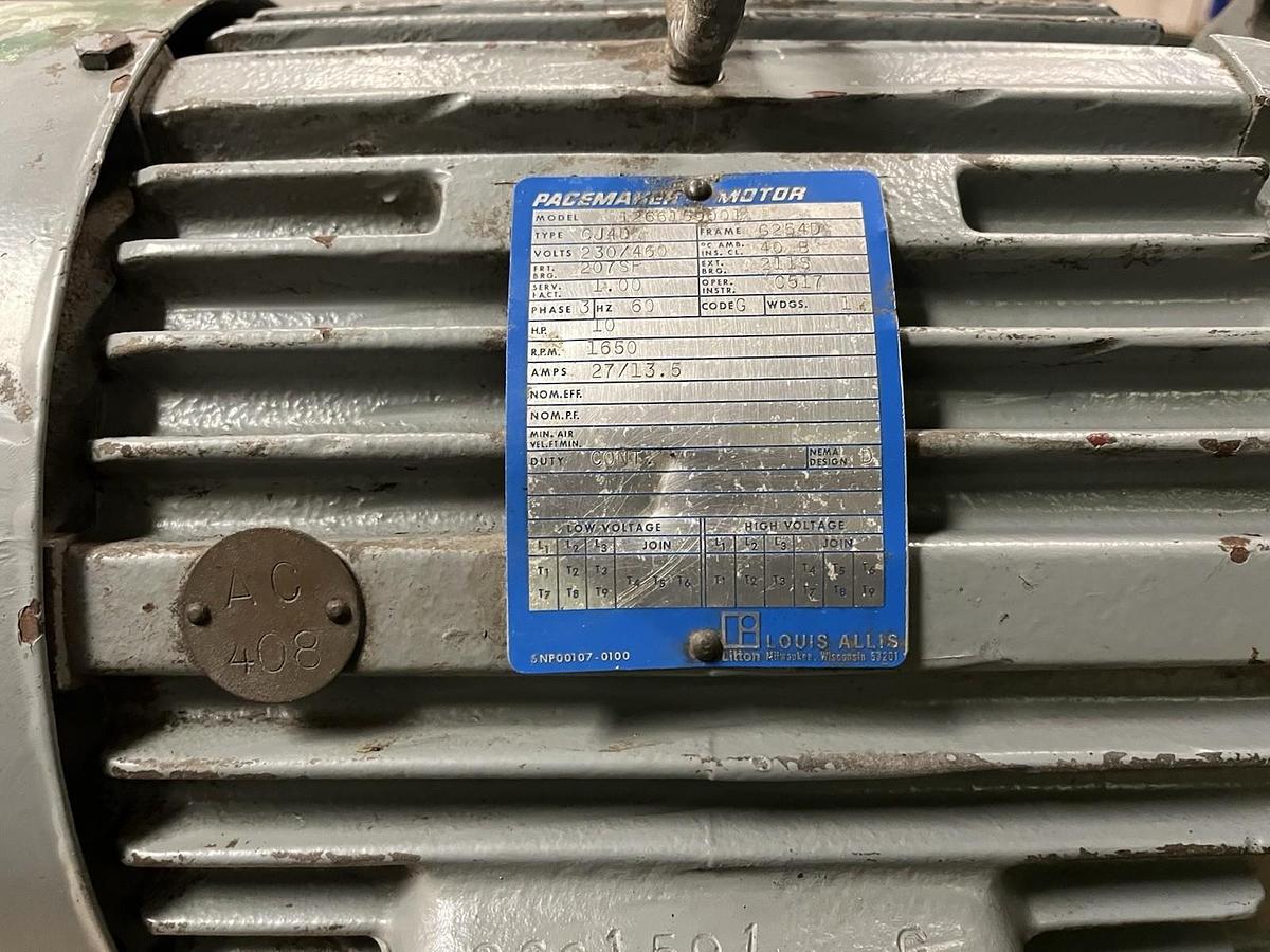 Used LITTON LOUIS ALLIS,1266159001,PACEMAKER MOTOR CJ4D 10HP 1650RPM 3PH G254D