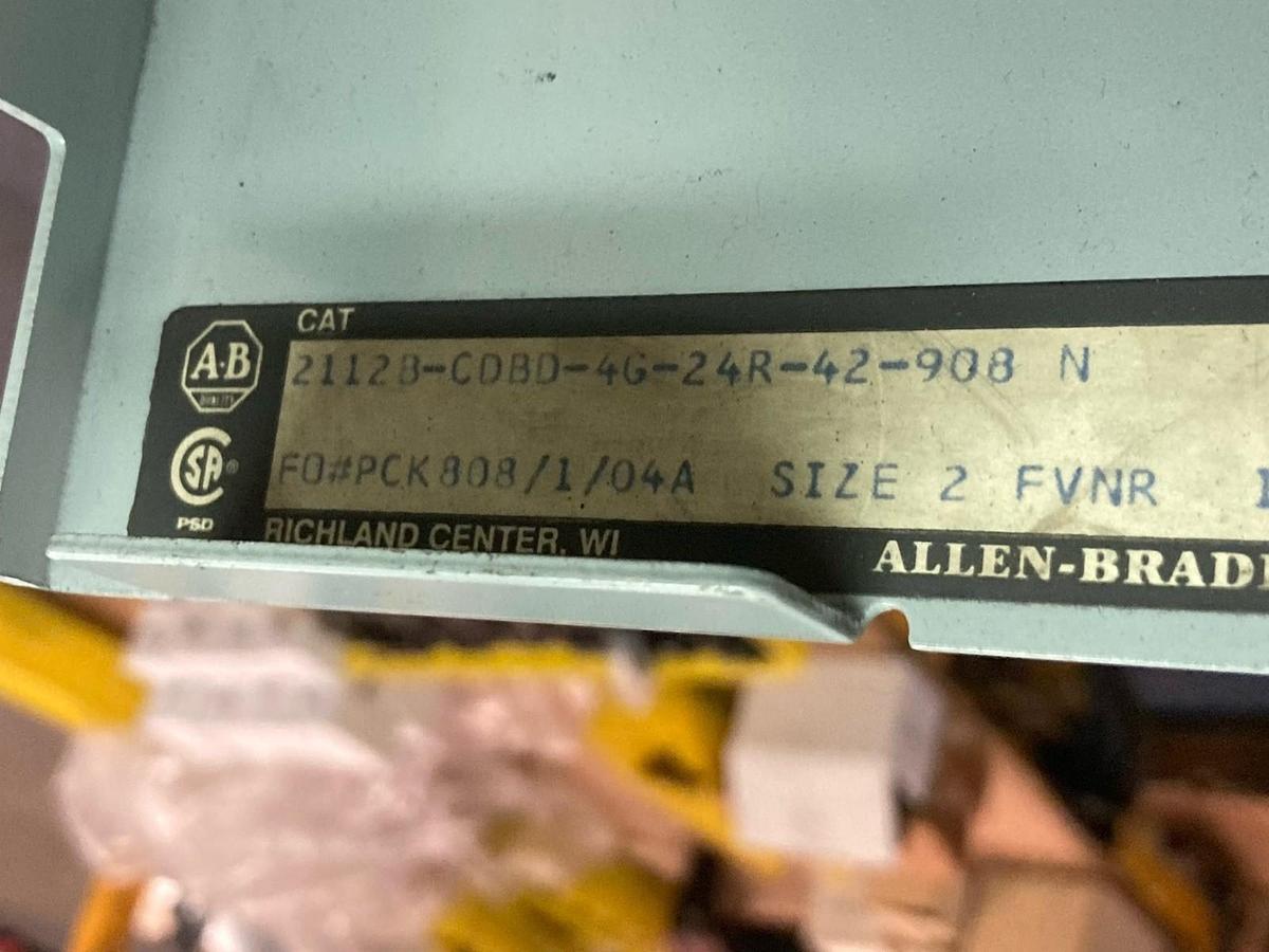 Used Allen-Bradley,2112B FVNR,12 Inch Size 2 FUSED MCC Bucket 480V 60Hz