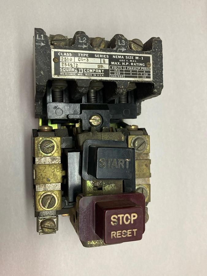 Used Square D,Class 2510 Type CG-3,Manual Starter Size M-1 Series B 600V