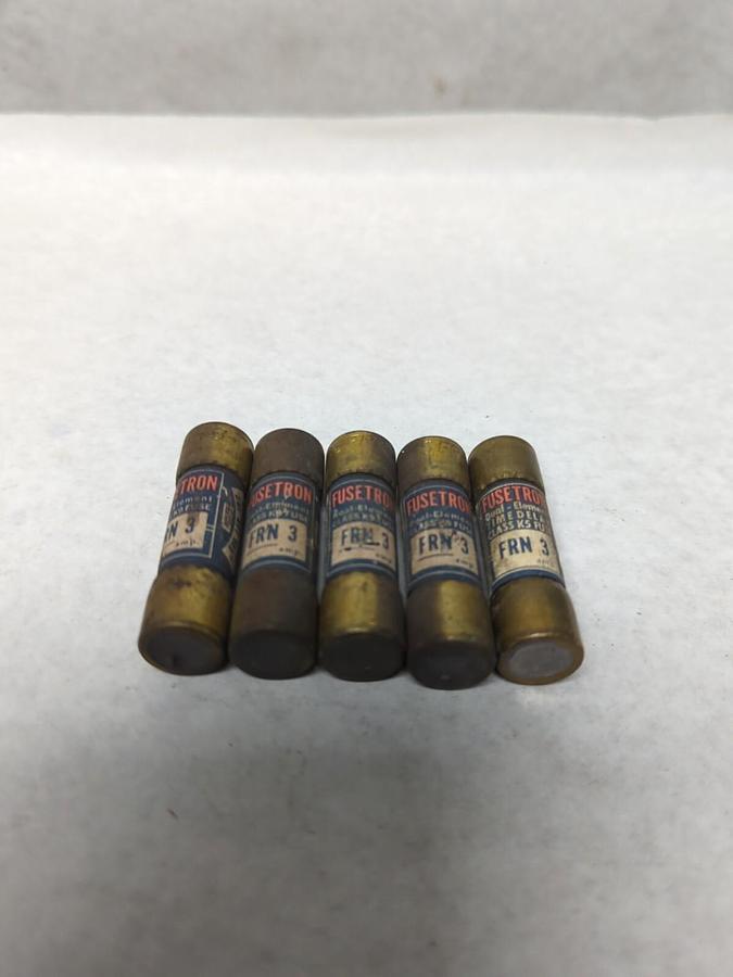 Used COOPER BUSSMANN,FRN-3,FUSETRON 3 AMP FUSE LOT OF 5 PRE-OWNED
