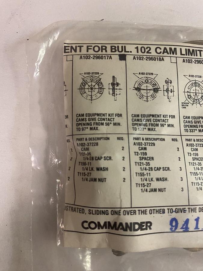 Used Commander,A102-296017A,Cam equipment BUL 102 Cam Limit Switch