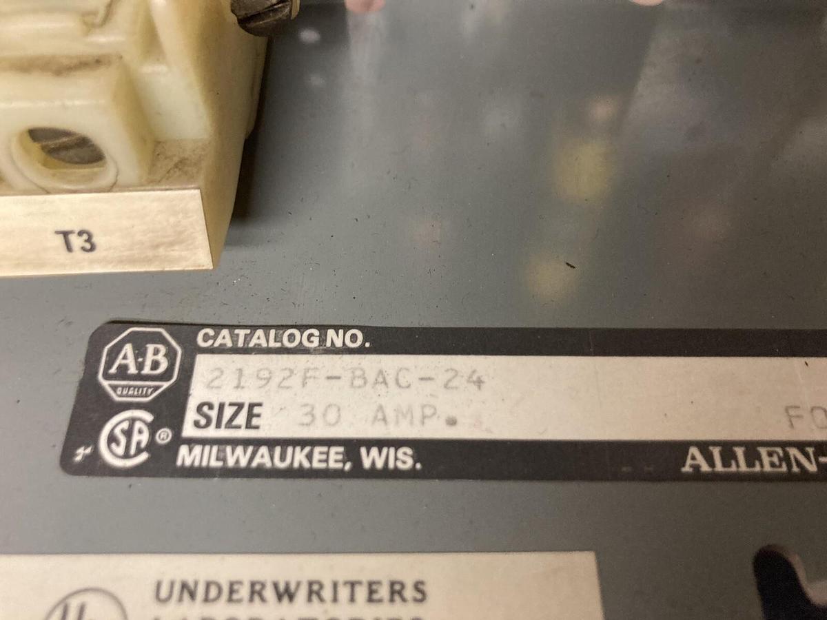 Used Allen Bradley,2100 2192F,60 Amp 12 INCH Fused MCC Disconnect Feeder Bucket