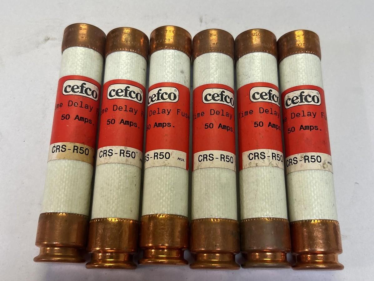 Used CEFCO,CRS-R50,TIME DELAY FUSE 50A 600V LOT OF 6