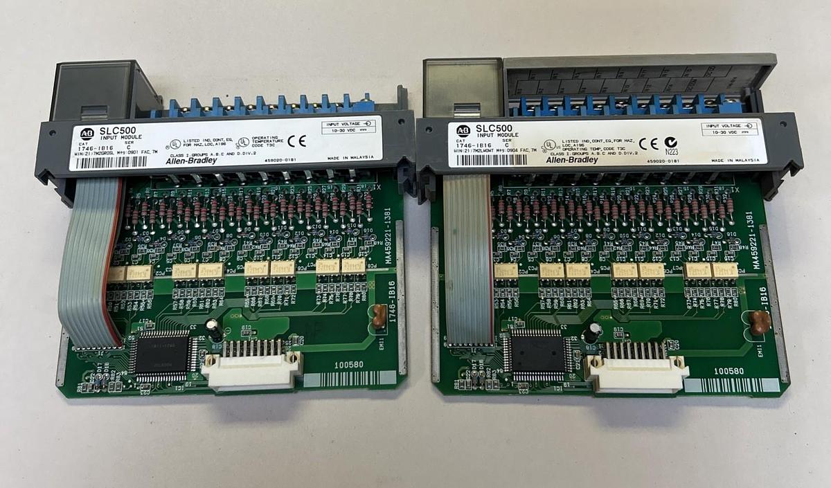 Used ALLEN BRADLEY,1746-IB16,SER C SLC500 INPUT MODULE LOT OF 2