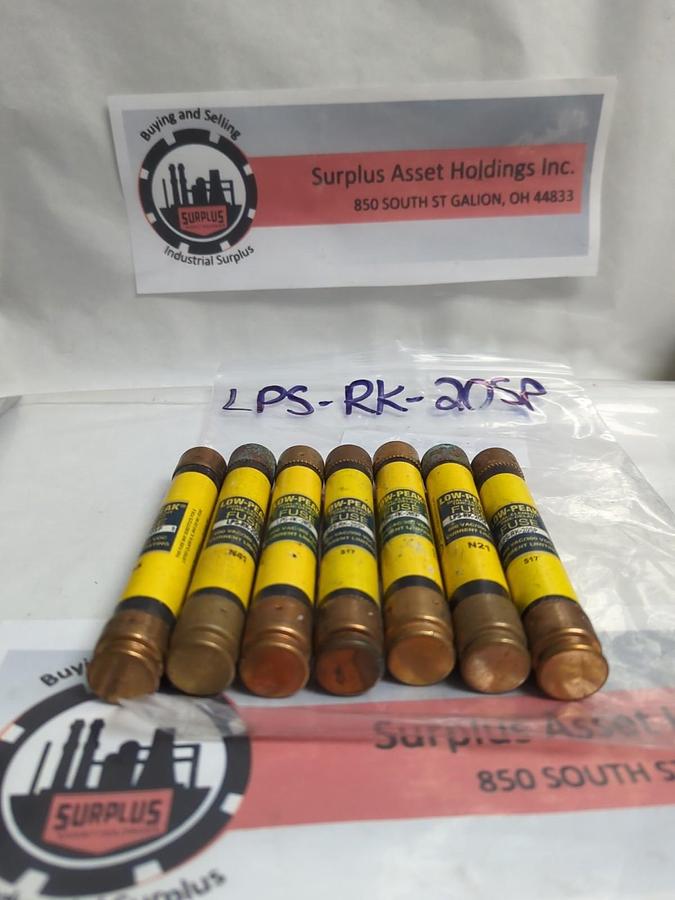 Used COOPER BUSSMANN,LPS-RK-20SP,LOW-PEAK 20 AMP FUSE LOT OF 7 PRE-OWNED