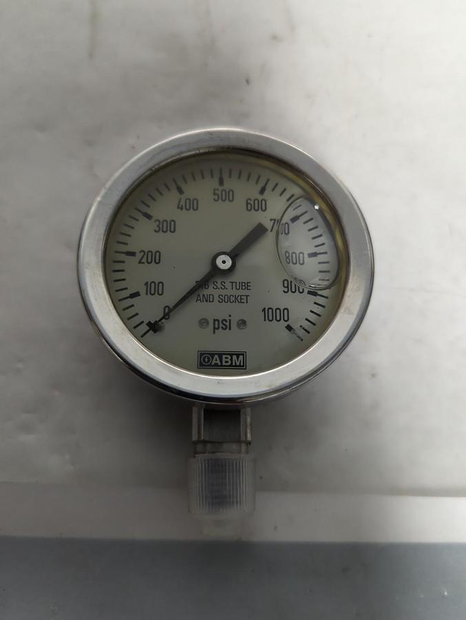 ABM,0-1000,PRESSURE GAUGE 0-1000PSI NOS