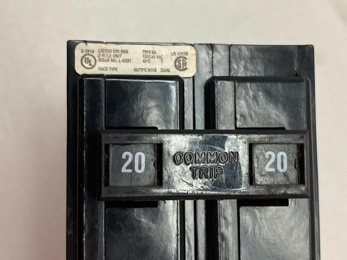 Used Cutler-Hammer,L-5931,2-Pole Circuit Breaker 20A 120/240Vac