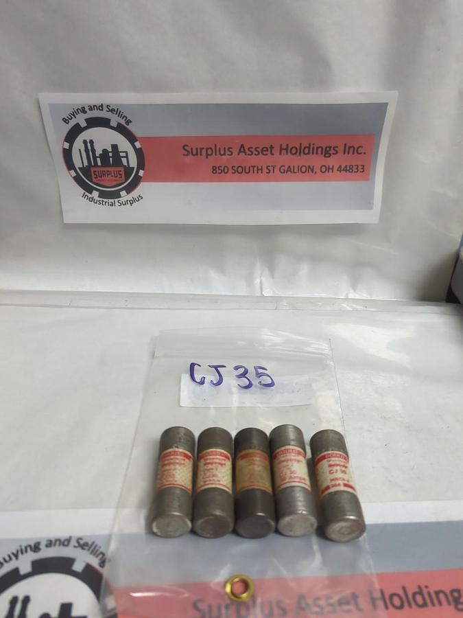 Used GOULD SHAWMUT,CJ35,CLASS J 35 AMP FUSE LOT OF 5 PRE-OWNED