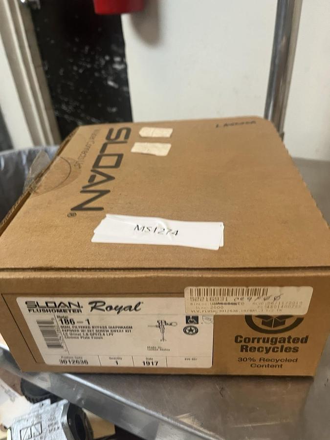 Used SLOAN ROYAL,186-1,CHROME FLUSHOMETER DUAL FILTERED BYPASS DIAPHRAGM 1.0GPF