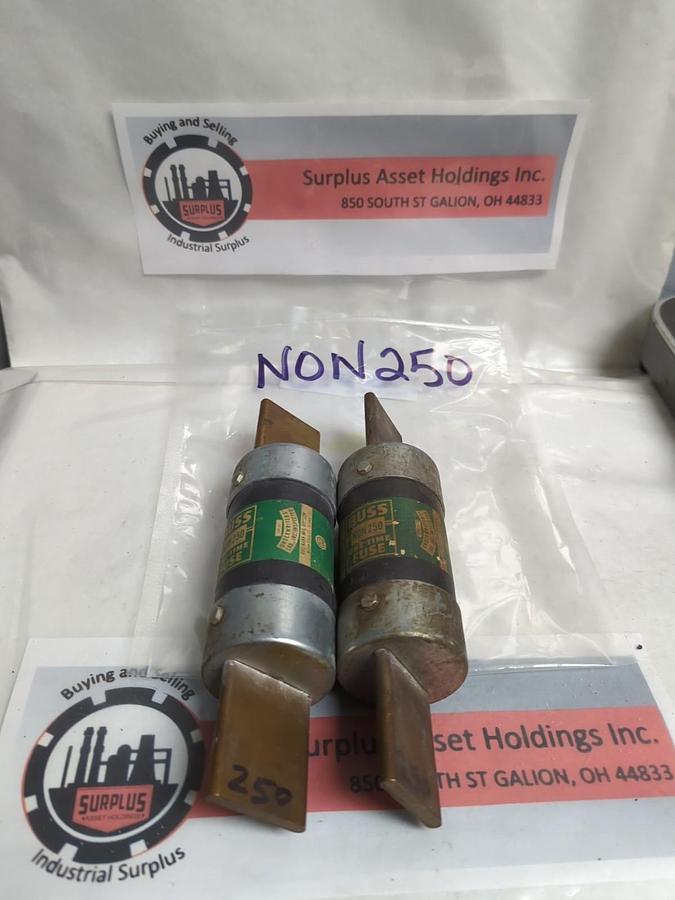 Used COOPER BUSSMANN,NON 250,ONE-TIME FUSE 250 AMP LOT OF 2 PRE-OWNED
