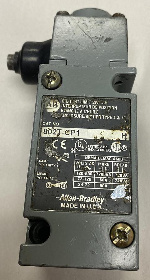 Used Allen-Bradley,802T-CP1,Series H Oil Tight Limit Switch