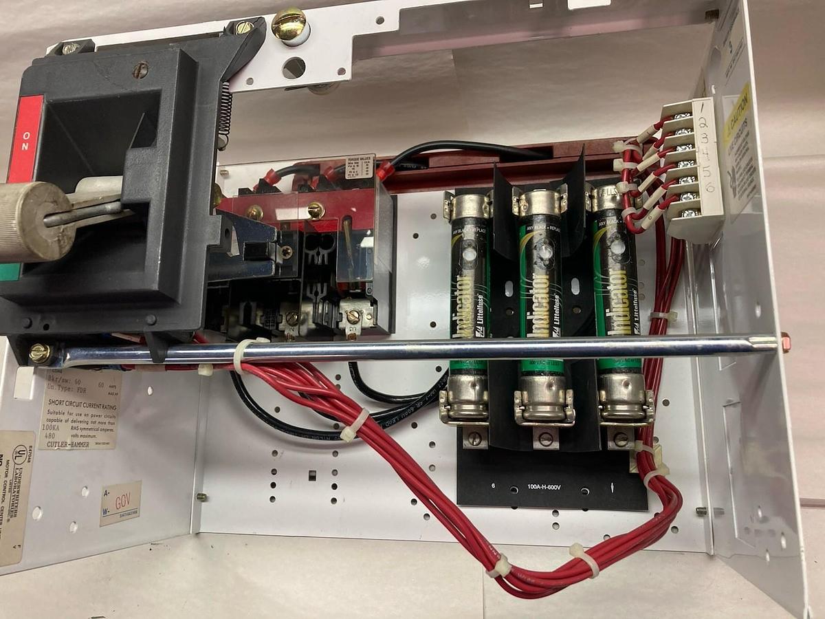 Used Cutler Hammer,60 Amps,12 INCH MCC Disconnect Feeder Bucket 60A 60Hz 480V