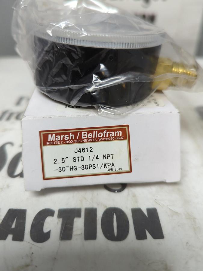 MARSH BELLOFRAM,J4612,2.5 INCH STD 1/4 INCH NPT PSI GAUGE NEW