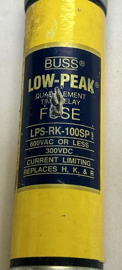 Used BUSSMANN,LPS-RK-100SP,FUSE 100A 600V