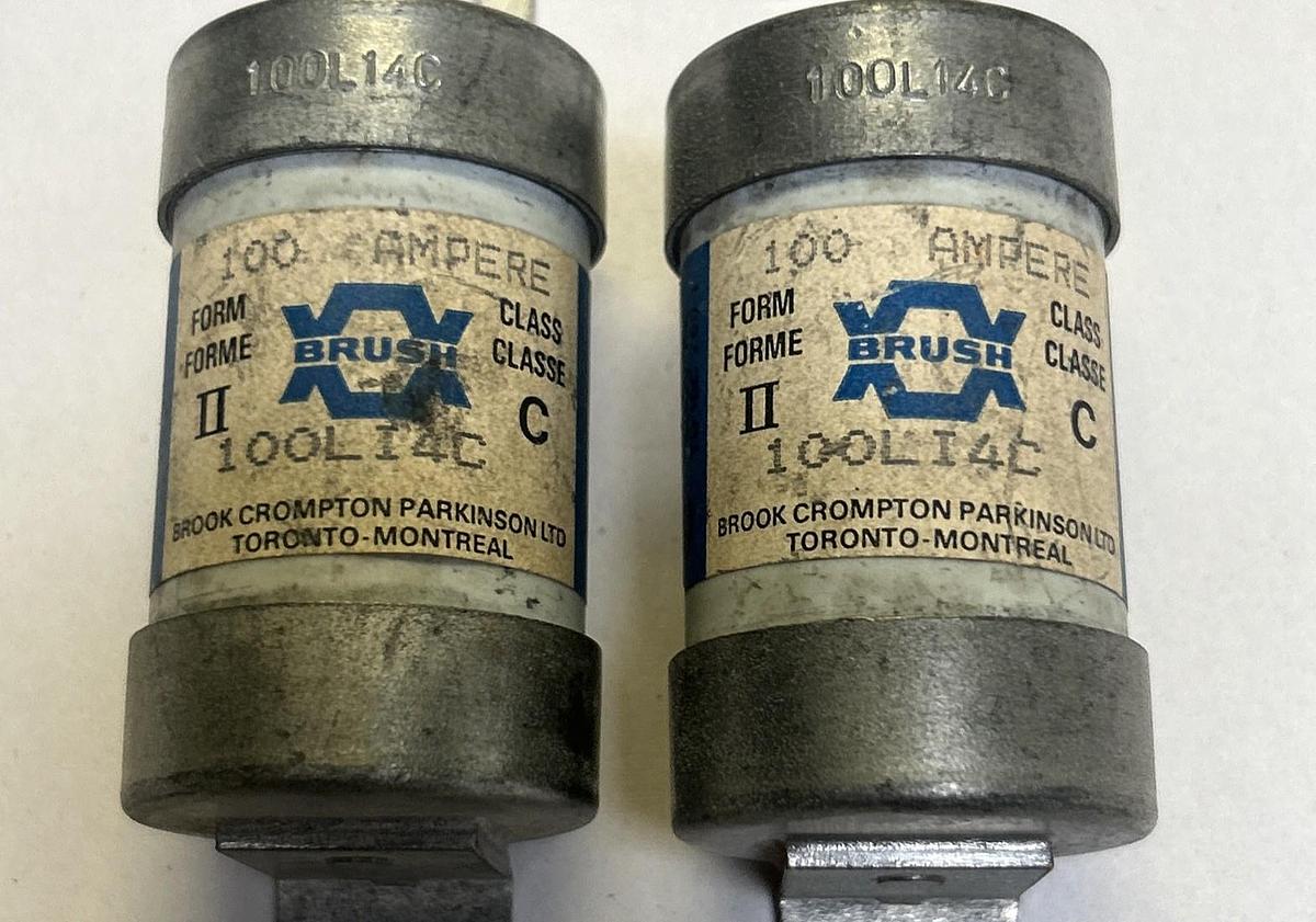 Used BRUSH,100LI4C,FUSE 100A 600V LOT OF 2