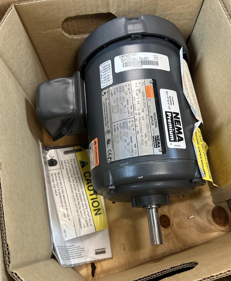 DAYTON,48ZJ85,INDUSTRIAL MOTOR 1HP 1155RPM 208-230/460V 56H FRAME NOS