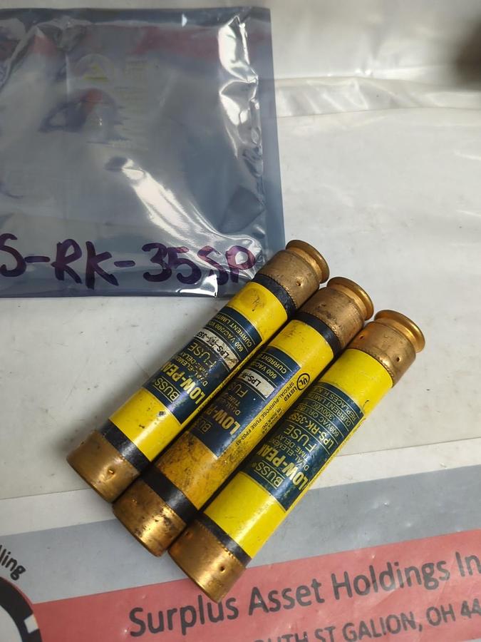Used COOPER BUSSMANN,LPS-RK-35SP,LOW-PEAK 35 AMP FUSE LOT OF 3 PRE-OWNED