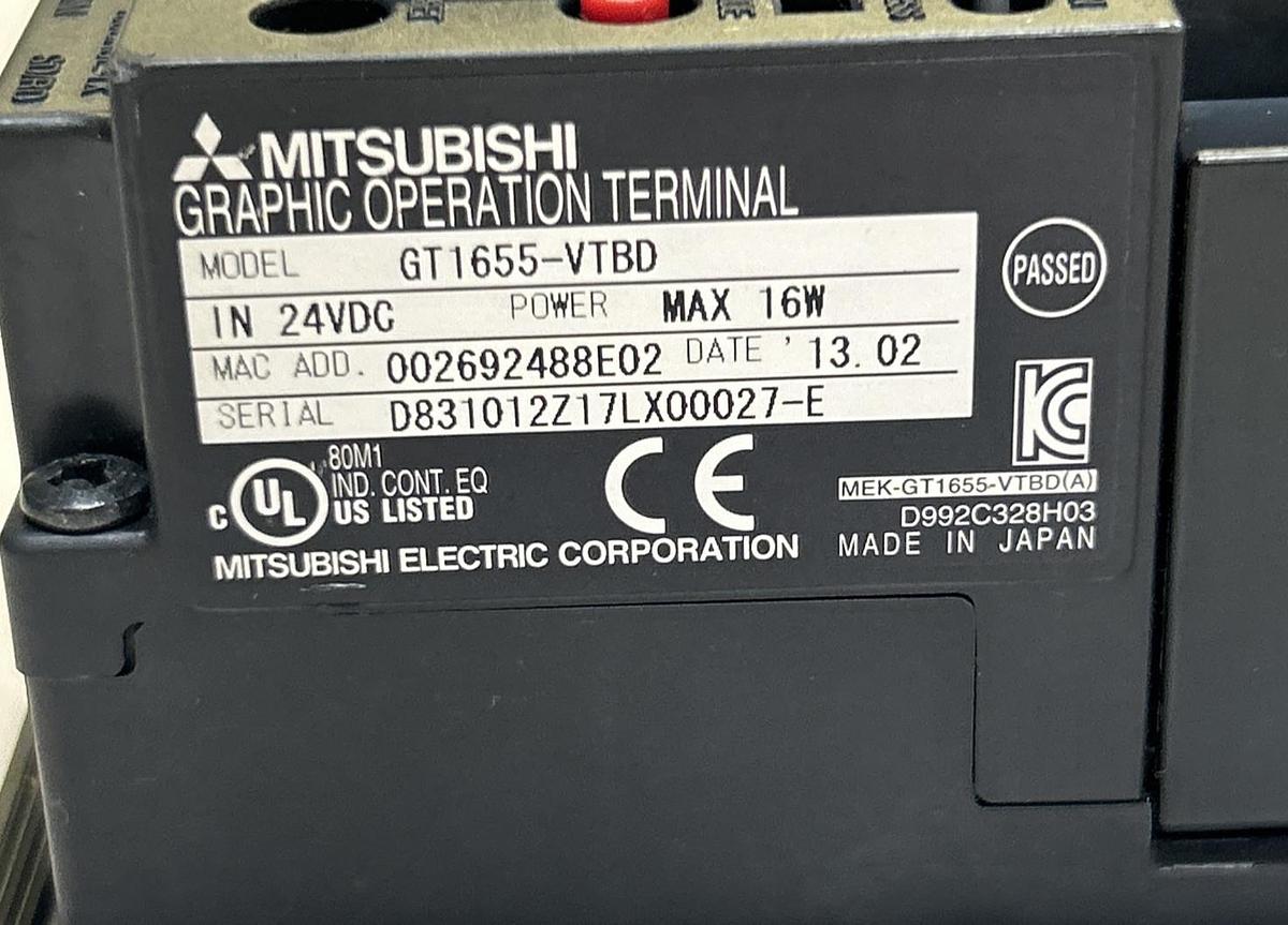Used MITSUBISHI,GT1655-VTBD,TOUCHSCREEN