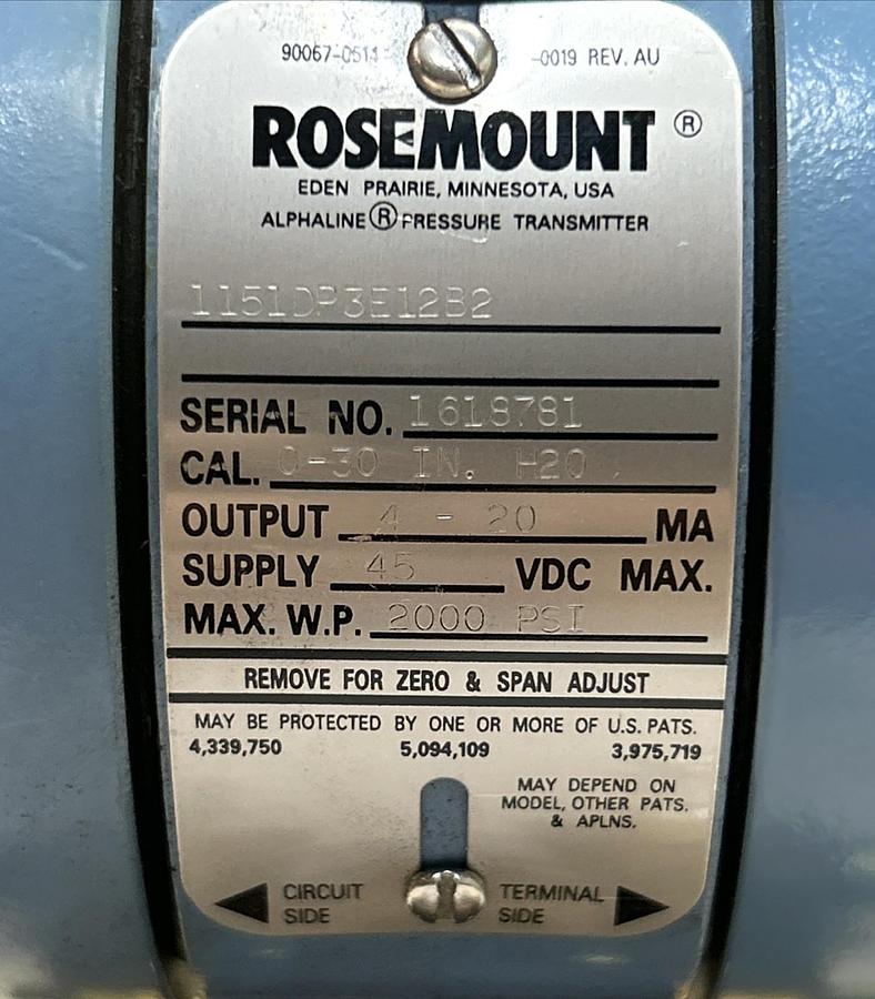 ROSEMOUNT,1151DP3E12B2,PRESSURE DIFFERENTIAL TRANSMITTER NOS