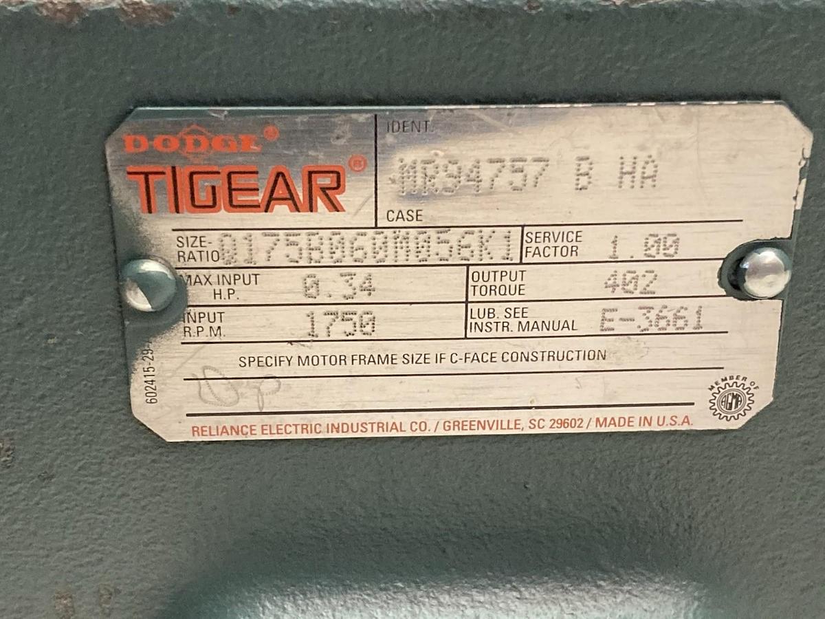 Tigear,MR94757 B HA,Gear Reducer 0.34Hp 1750rpm Size Q175B060M056K1