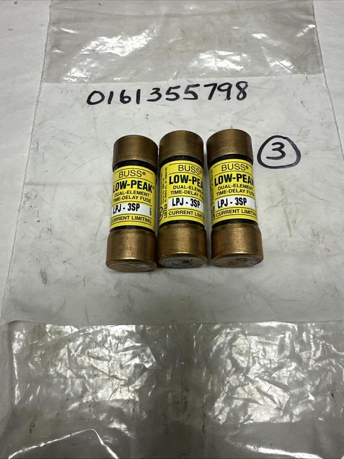 Buss,LPJ-3SP,Low Peak 3 Amp Fuses Lot of 3