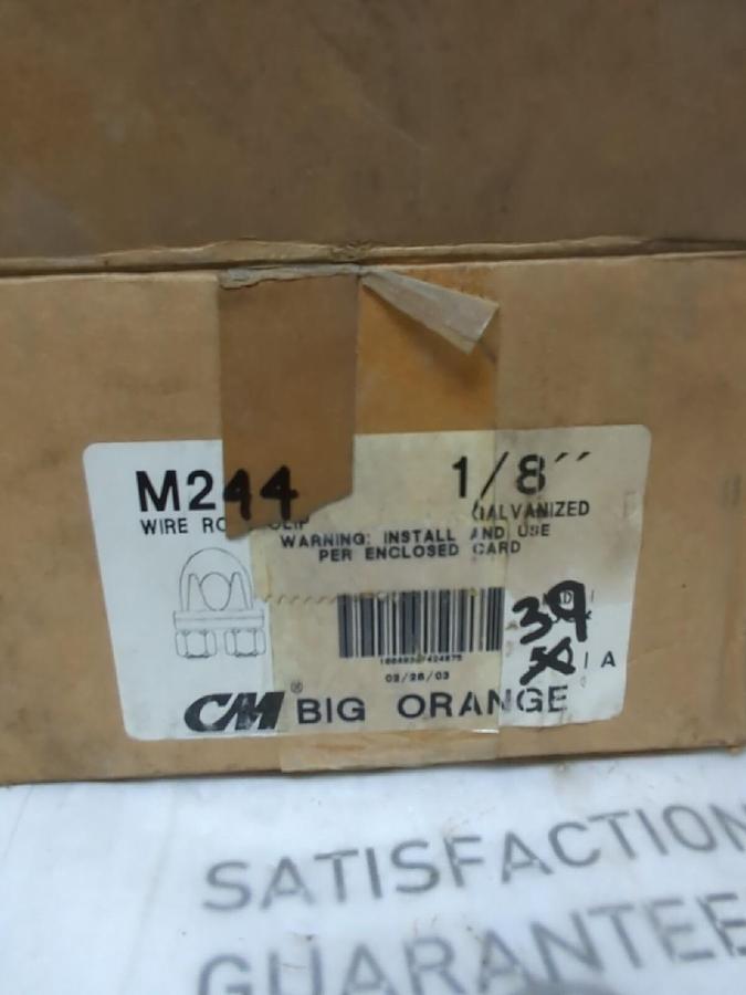 BIG ORANGE (COLUMBUS MCKINNON), M244, 1/8 IN  WIRE ROPE CLIP LOT OF 39 NOS