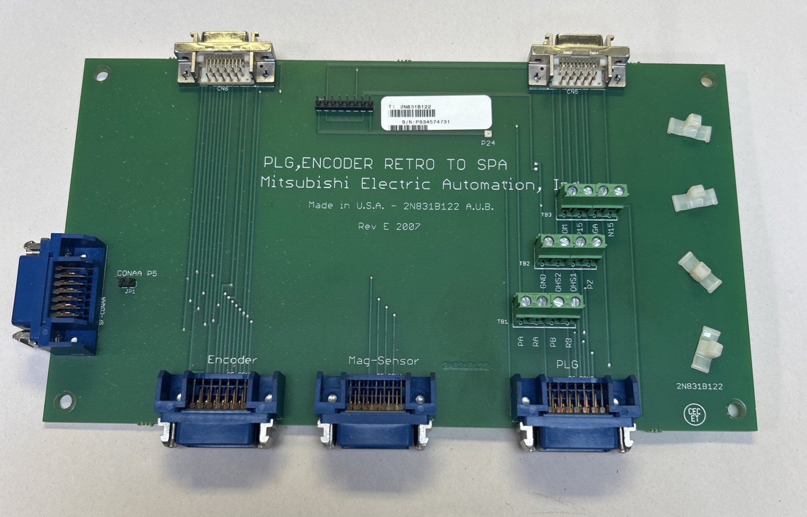 Used MITSUBISHI,2N831B122,PLG ENCODER RETRO SPA CIRCUIT BOARD