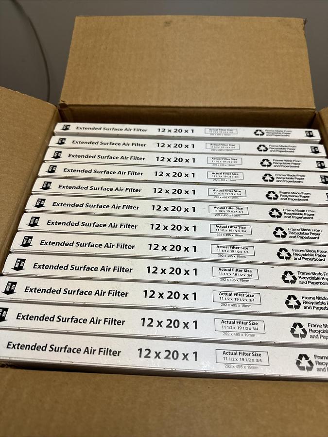 Used AIRGAURD,0412120 DP40-STD1-120 12X20X1, MERV 8 FILTERS 12 PACK