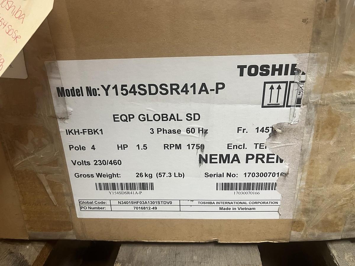 TOSHIBA,Y154SDSR41A-P,EQP GLOBAL SD MOTOR 1.5HP 1750RPM 3PH 145T