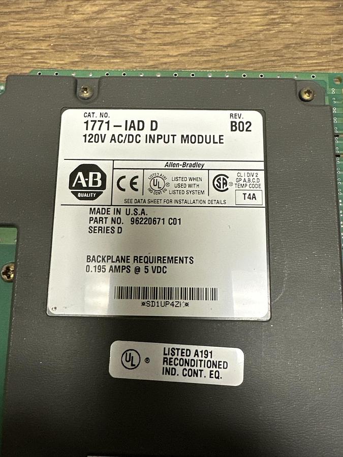 Used Allen Bradley,1771-IAD D,120V AC/DC Input Module