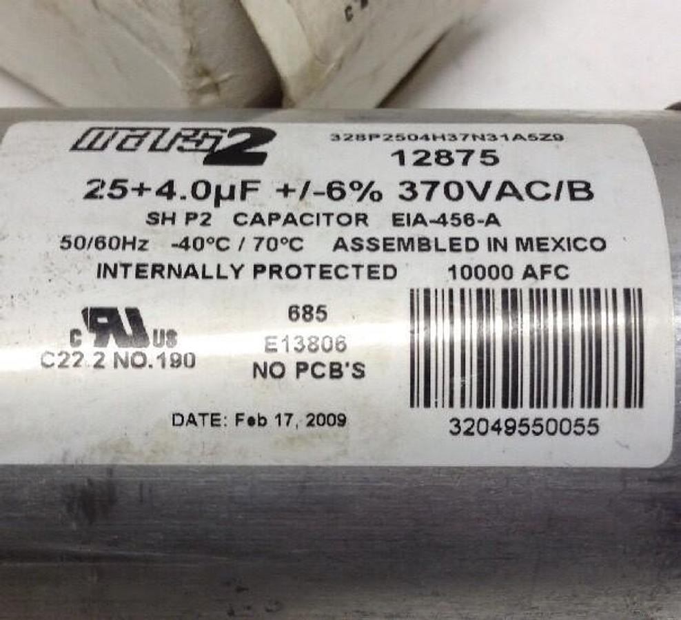 MARS2,12875,Motor Run Capacitor 370VAC Round