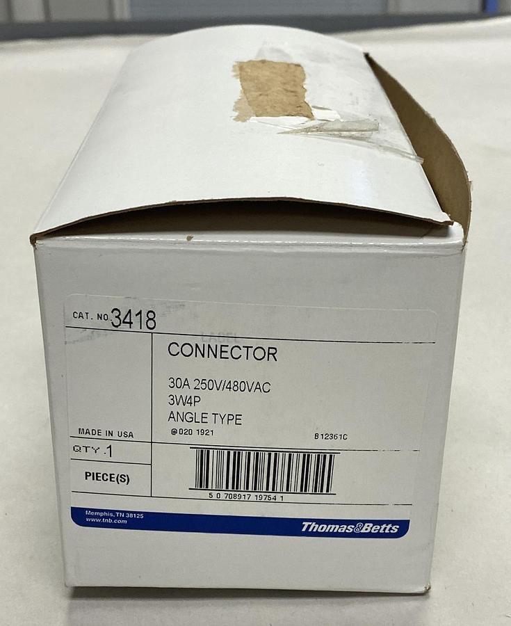 Used THOMAS & BETTS,3418,CONNECTOR 30A 3P4W 480VAC NEW