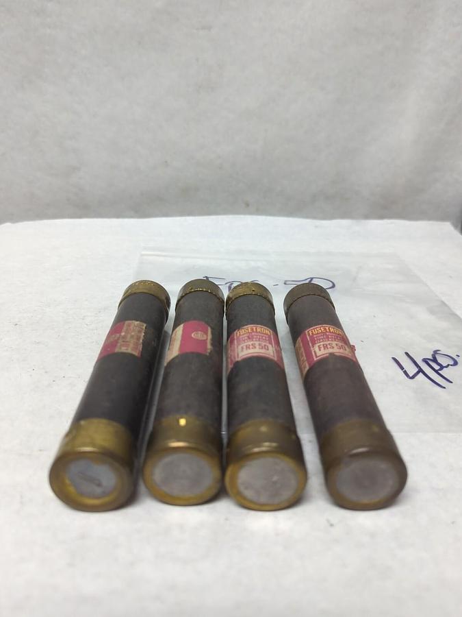 Used COOPER BUSSMANN,FRS-50,FUSETRON 50 AMP FUSE LOT OF 4 PRE-OWNED