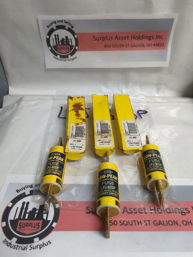 COOPER BUSSMANN,LPJ-80SP,LOW-PEAK 80 AMP FUSE LOT OF 3 NOS