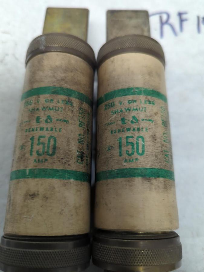 SHAWMUT,RF150,RENEWABLE 150 AMP FUSE LOT OF 2 PRE-OWNED