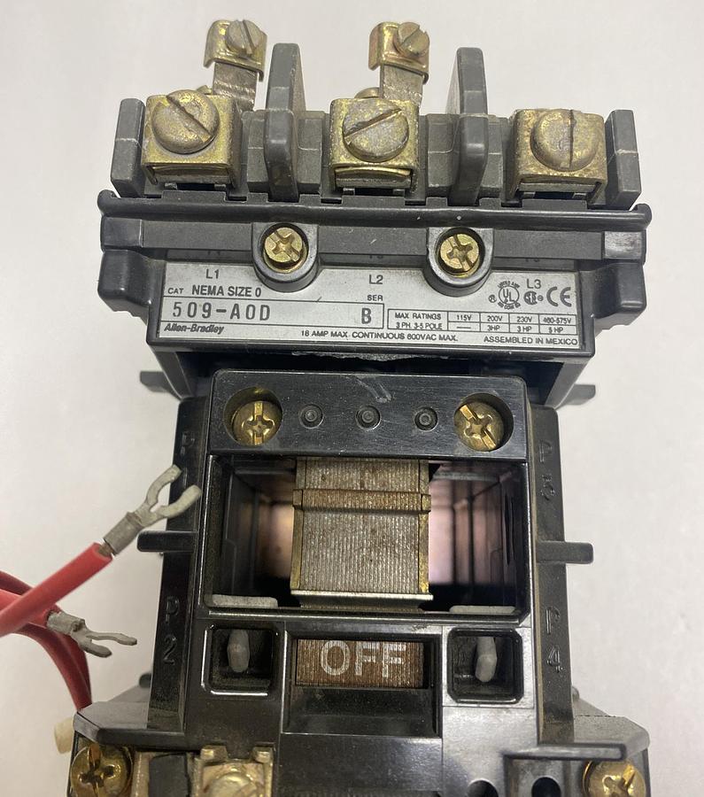 Used Allen-Bradley,509-A0D,Size 0 Motor Starter 18A 600V