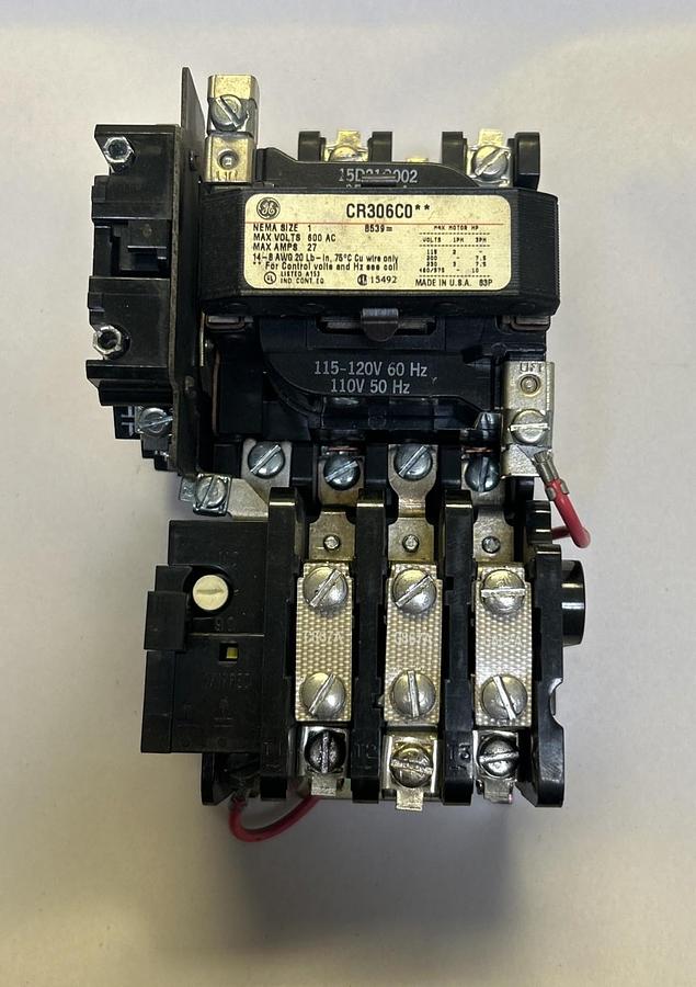 Used GENERAL ELECTRIC,CR306C0,MOTOR STARTER SIZE 1 27A 600V