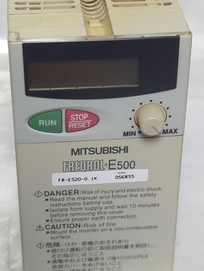 Used MITSUBISHI,FR-E520-0.1K,FREQROL-E500 INVERTER DRIVE PRE-OWNED