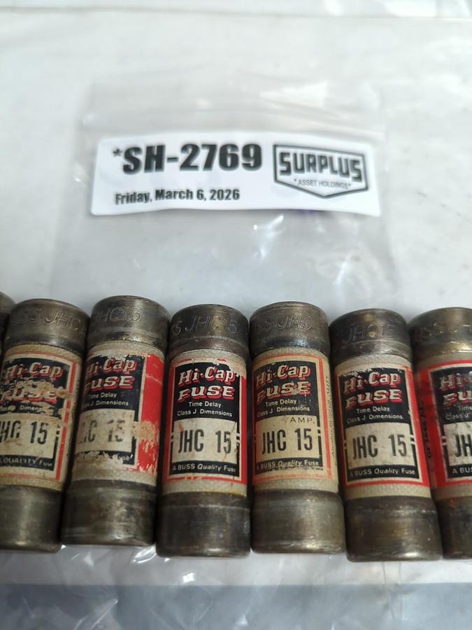 Used BUSSMANN,JHC-15,HI-CAP 15 AMP FUSE LOT OF 8 PRE-OWNED