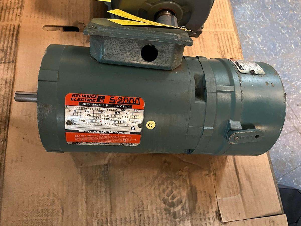 Used RELIANCE,P56H5079T,BRAKE MOTOR 1/3HP 1725RPM 3PH 208-230/460V FB56C