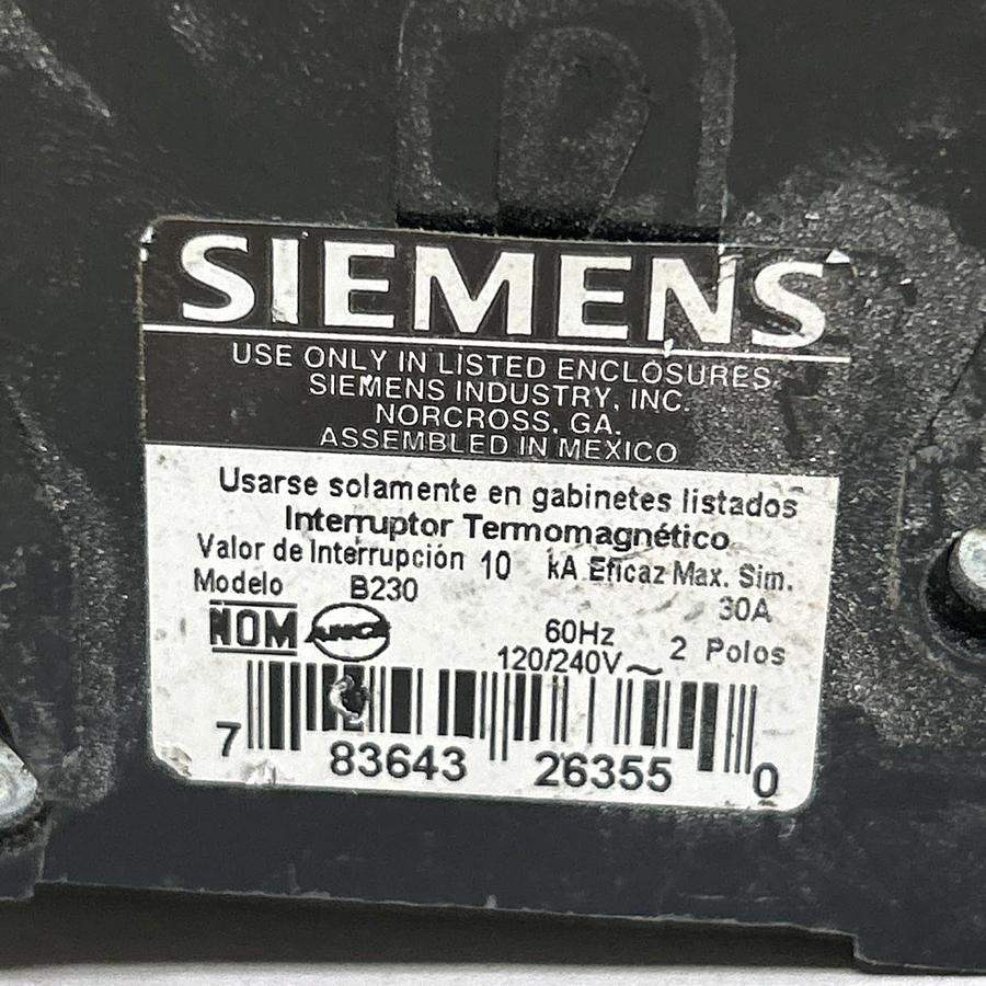 Used SIEMENS,B230,CIRCUIT BREAKER 30A 120/240V 2P LOT OF 5
