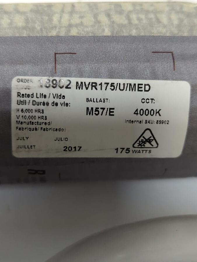 G.E.LIGHTING,18902 MVR175/U/MED,175WATT MULTI-VAPOR METAL HALIDE LIGHT BULB