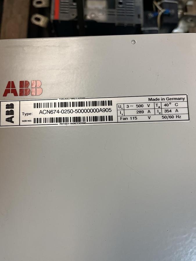 Used ABB,ANC674-0250-500000000A905,ACS 600 DRIVE 480V 3PH 354 AMPS